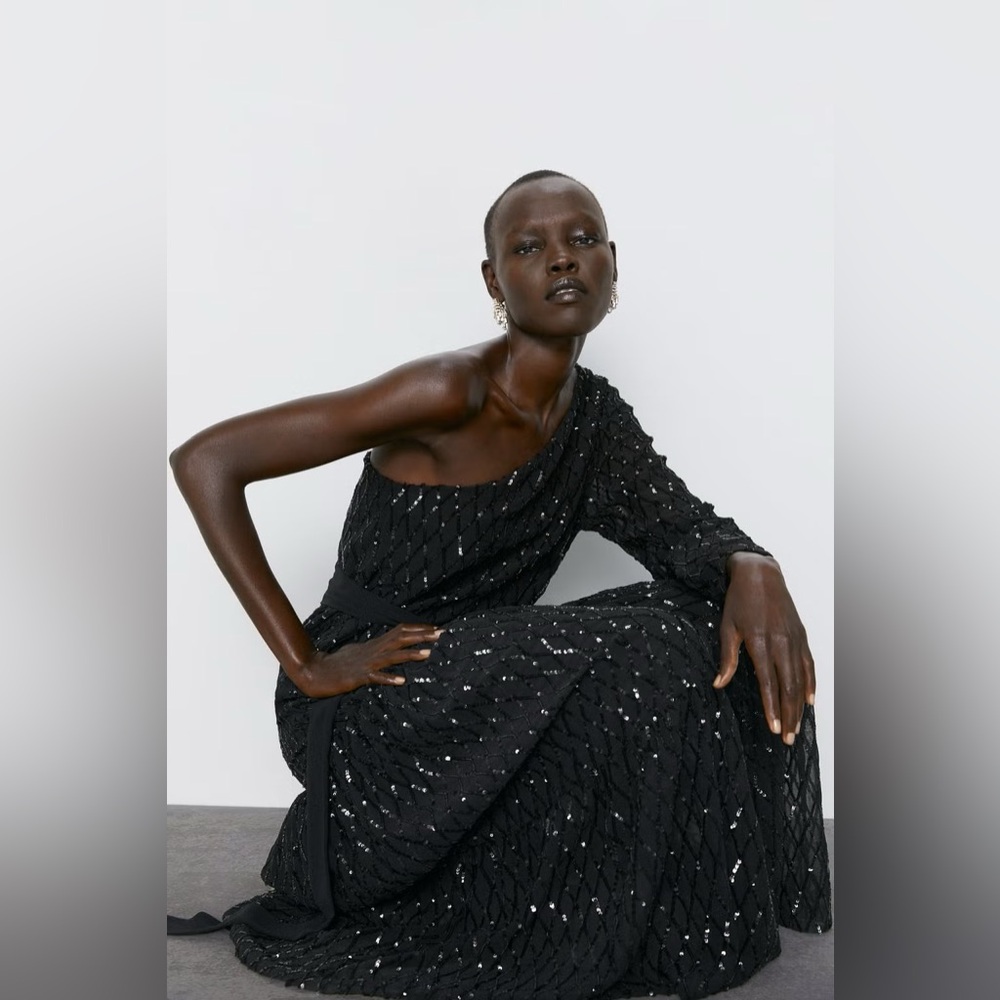 Zara Black One-Shoulder Dress